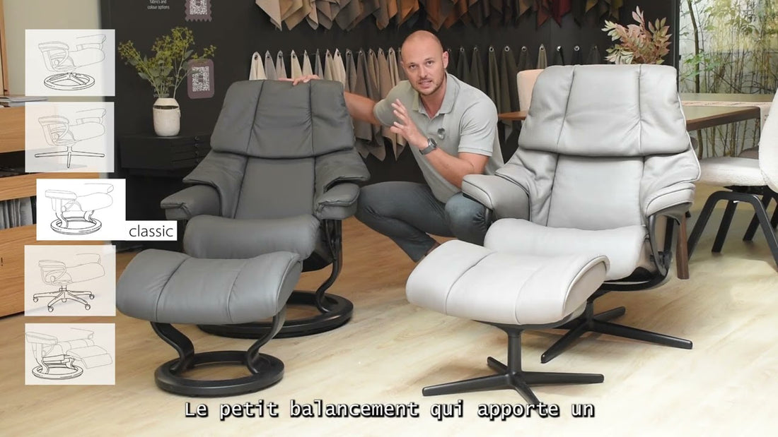 Adviseur van Stressless Store bespreekt de relaxzetels uit de Stressless Classic collection in de showroom