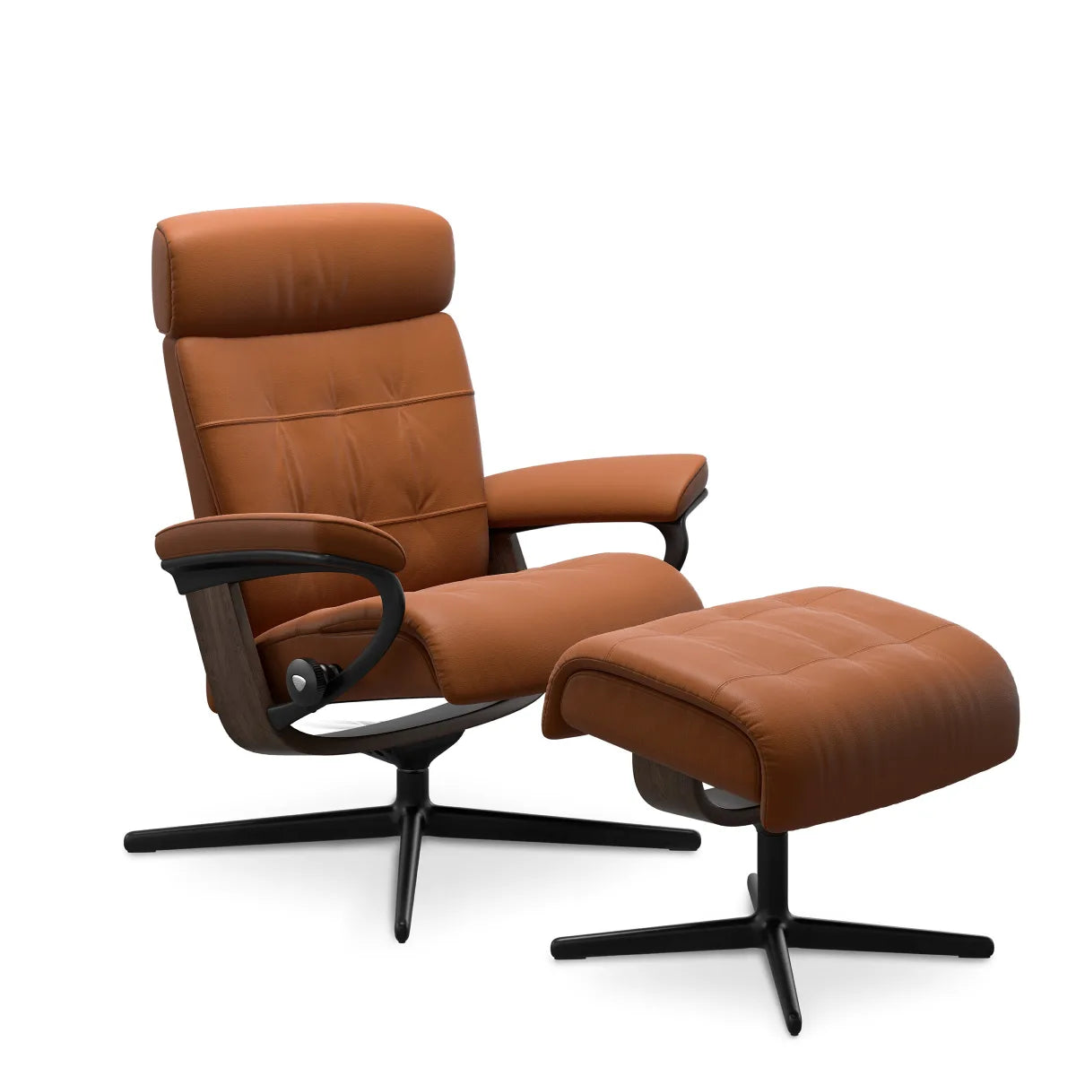 Stressless Erik in Paloma Copper leder met voetenbank op een Cross onderstel
